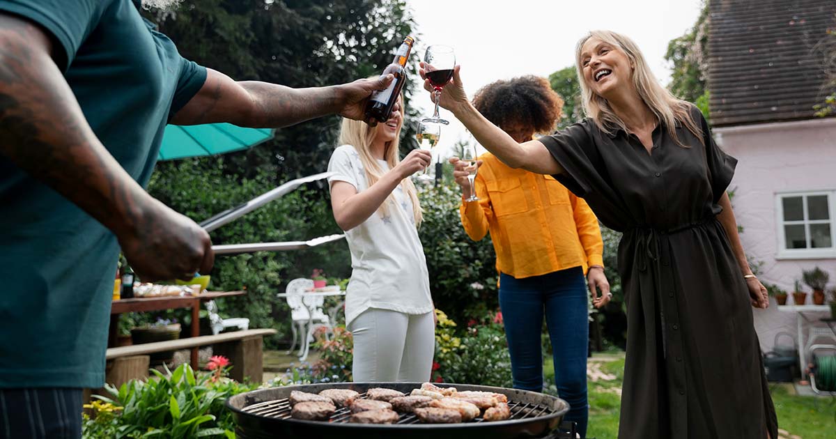 outdoor party and BBQ with friends